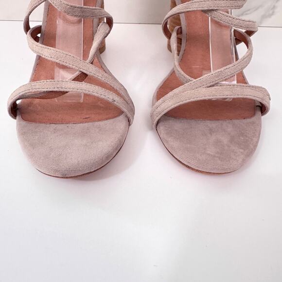 Jeffrey Campbell Womens Despina Sandals Size 8.5 Suede Strappy Fringe Boho Taupe - Picture 6 of 11